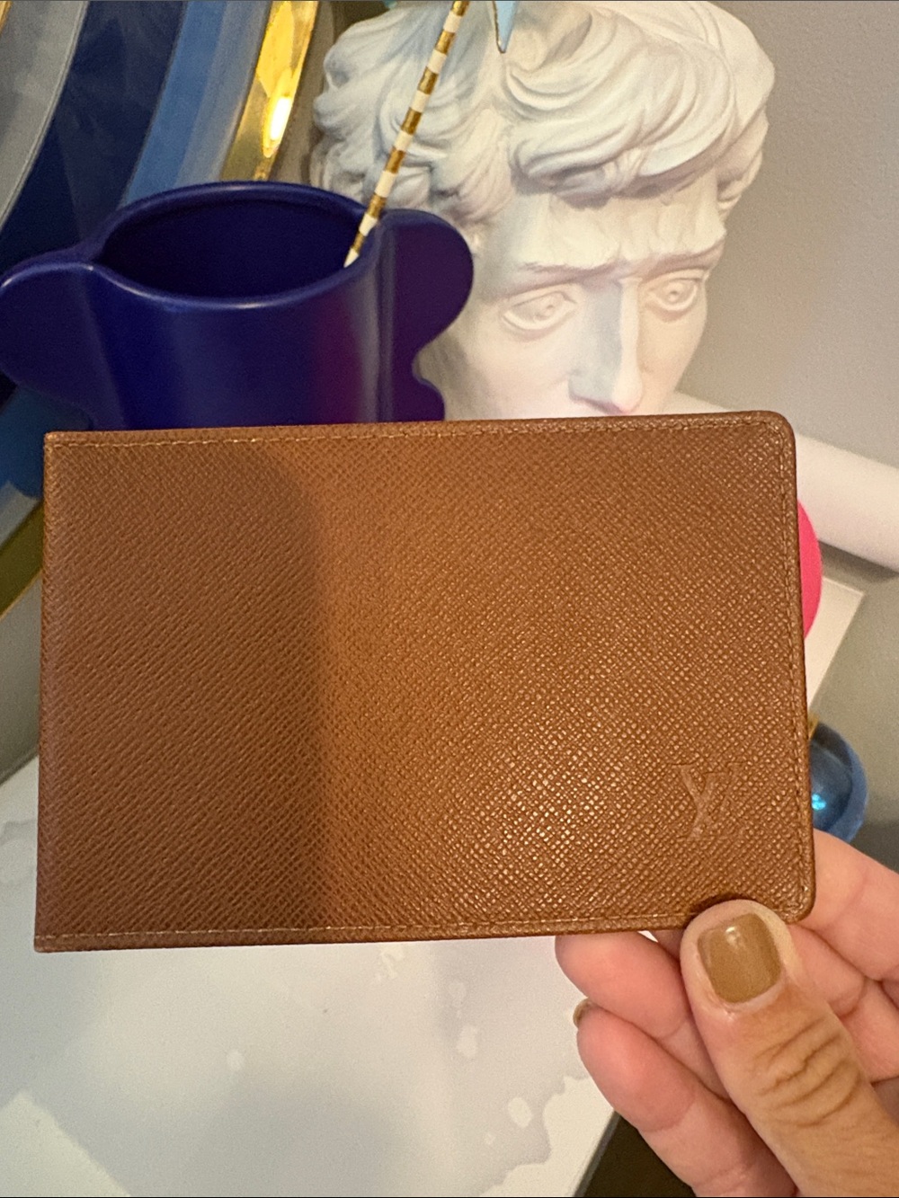 Louis Vuitton Tan/Brown Textured Leather Card Sleeve